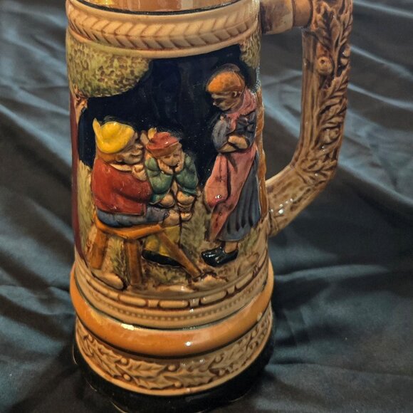 Vintage Ceramic German Beer Stein Music Box (not working) & Village Relief - Picture 2 of 10